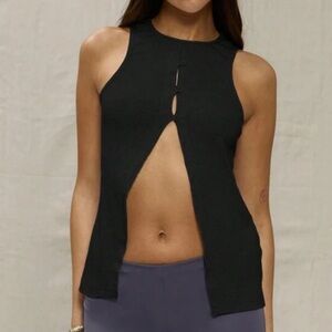 Black Sleeveless Top Partially Cropped